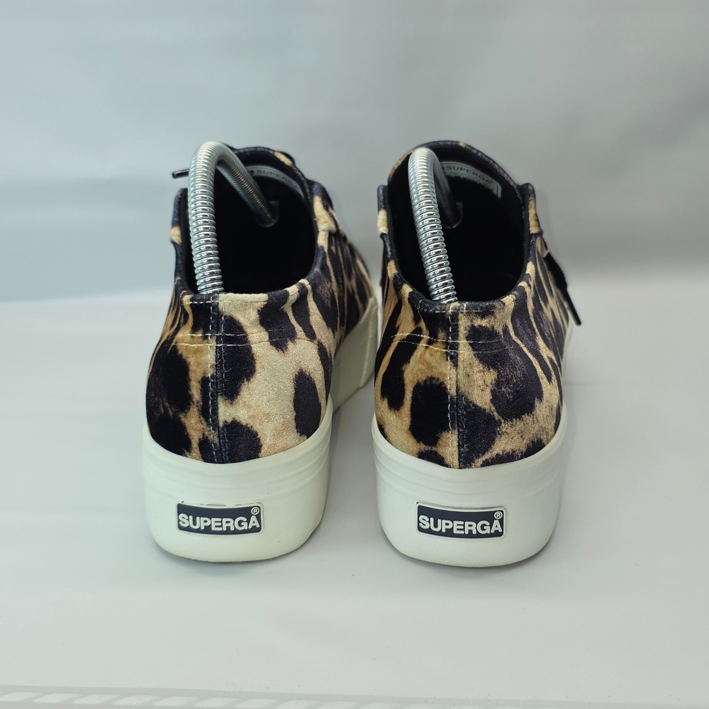 Superga 2790 Leopard Print‎ Velvet Platform Sneakers Women's Size 8.5 - Picture 5 of 8